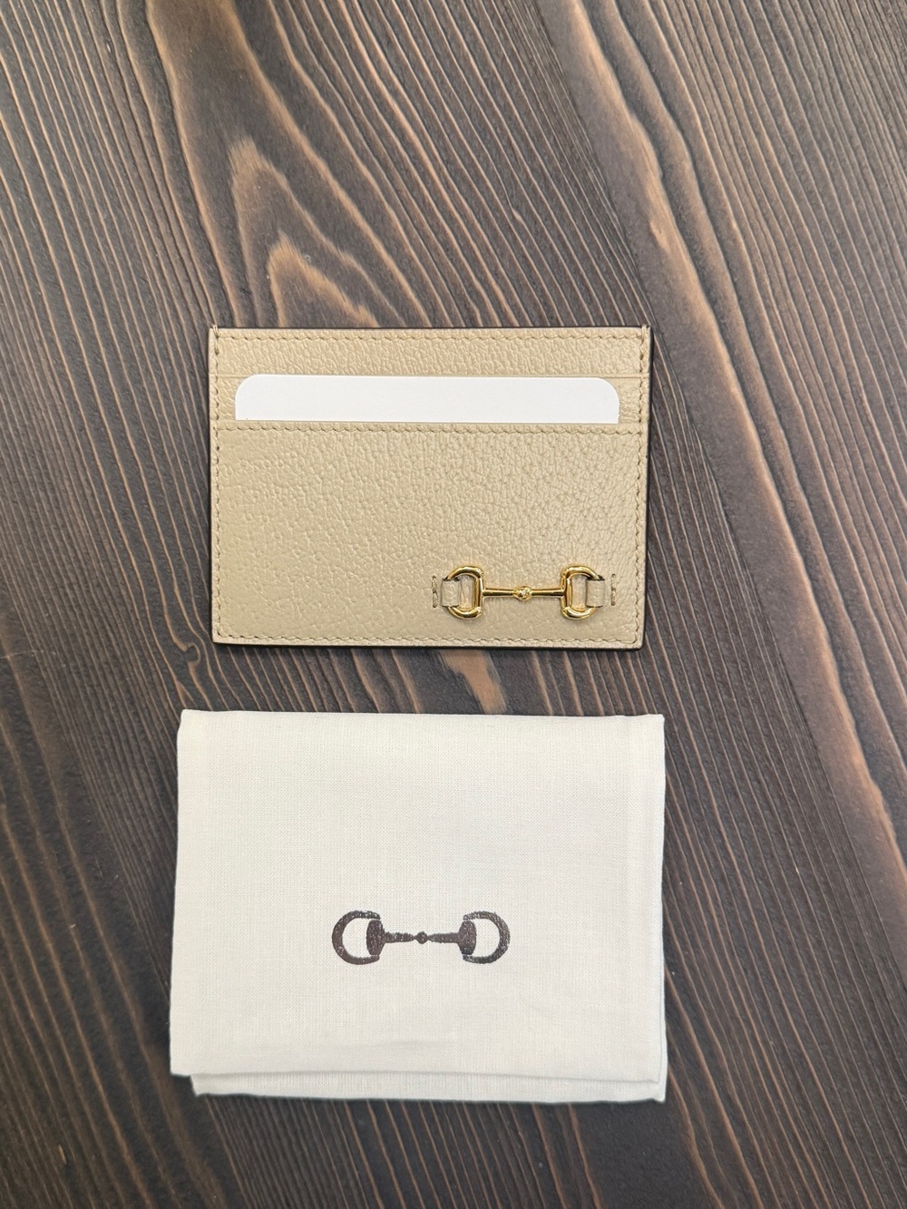 Gucci Leather Card Holder with Gold Bit Detail - and a Set of Playing Cards